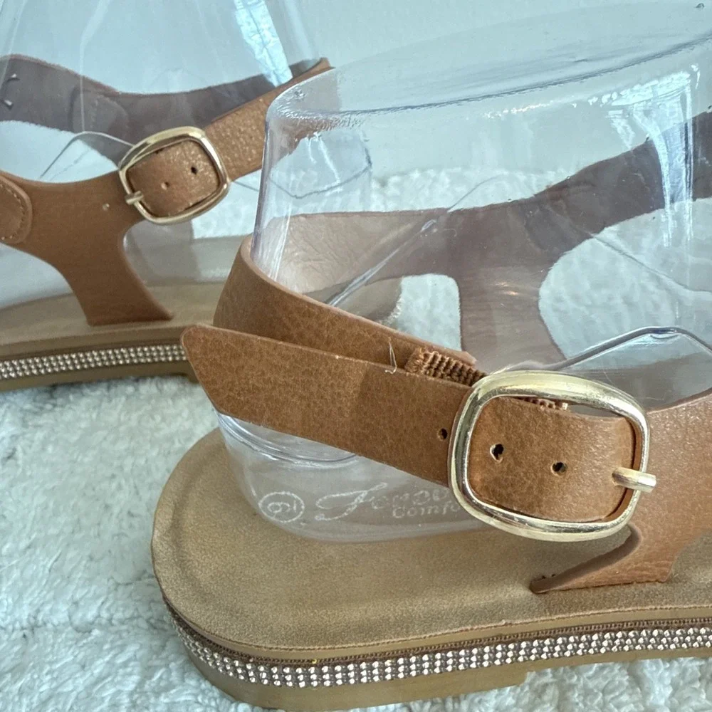 Forever Comfort Womens Bejeweled Sandals Size 9 Strappy Summer Vacation Casual